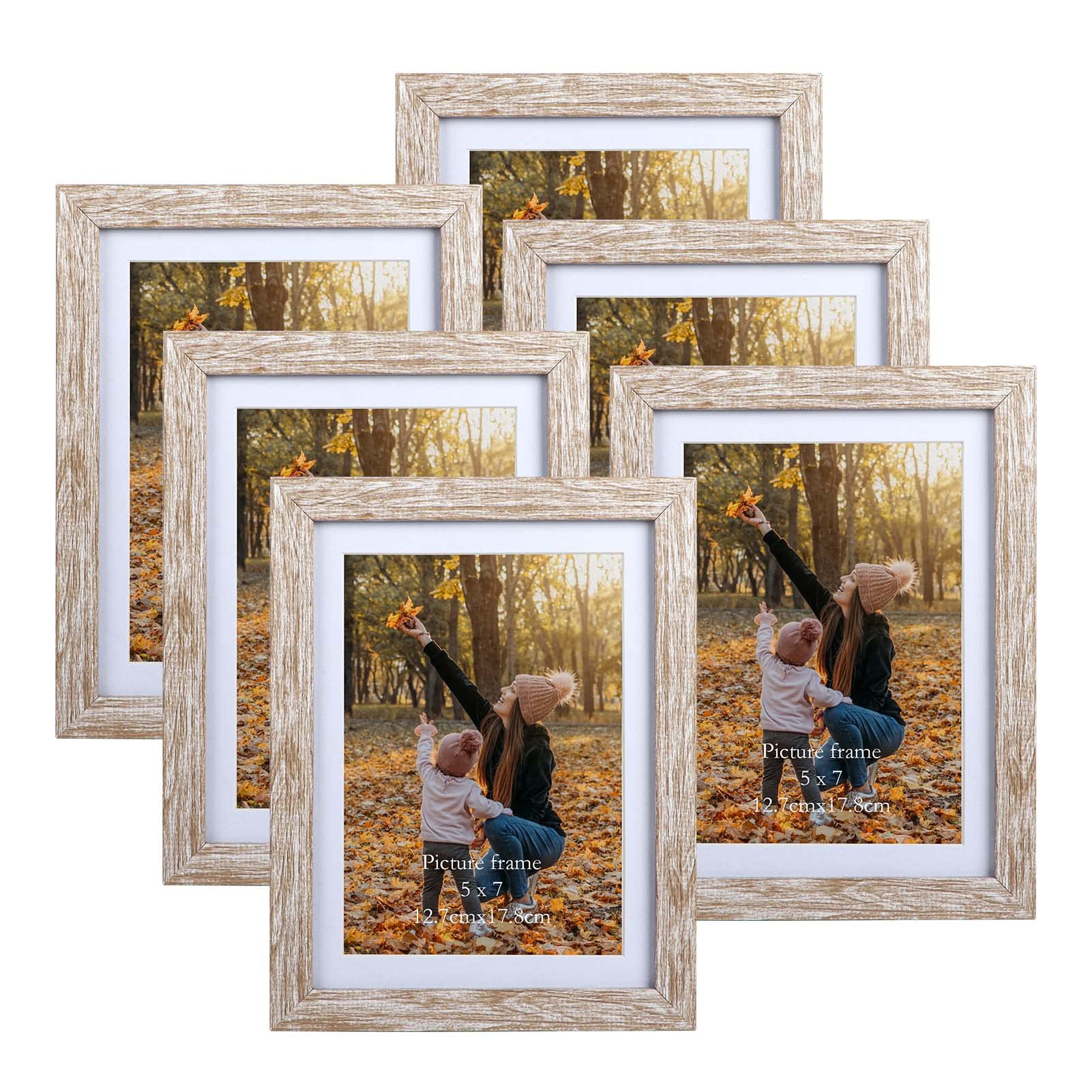 Cornice Portafoto In Legno 28x35,6 Cm - Stile Rustico Con Passepartout E Plexiglass Antiproiettile