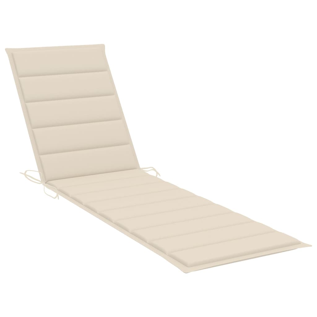Chaises longues 2 pcs avec coussin crème Bois de teck solide - 8