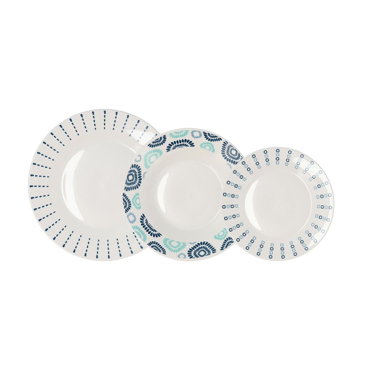 Stoviglie in gres da 18 pezzi in grigio | Ruvido - Qechic