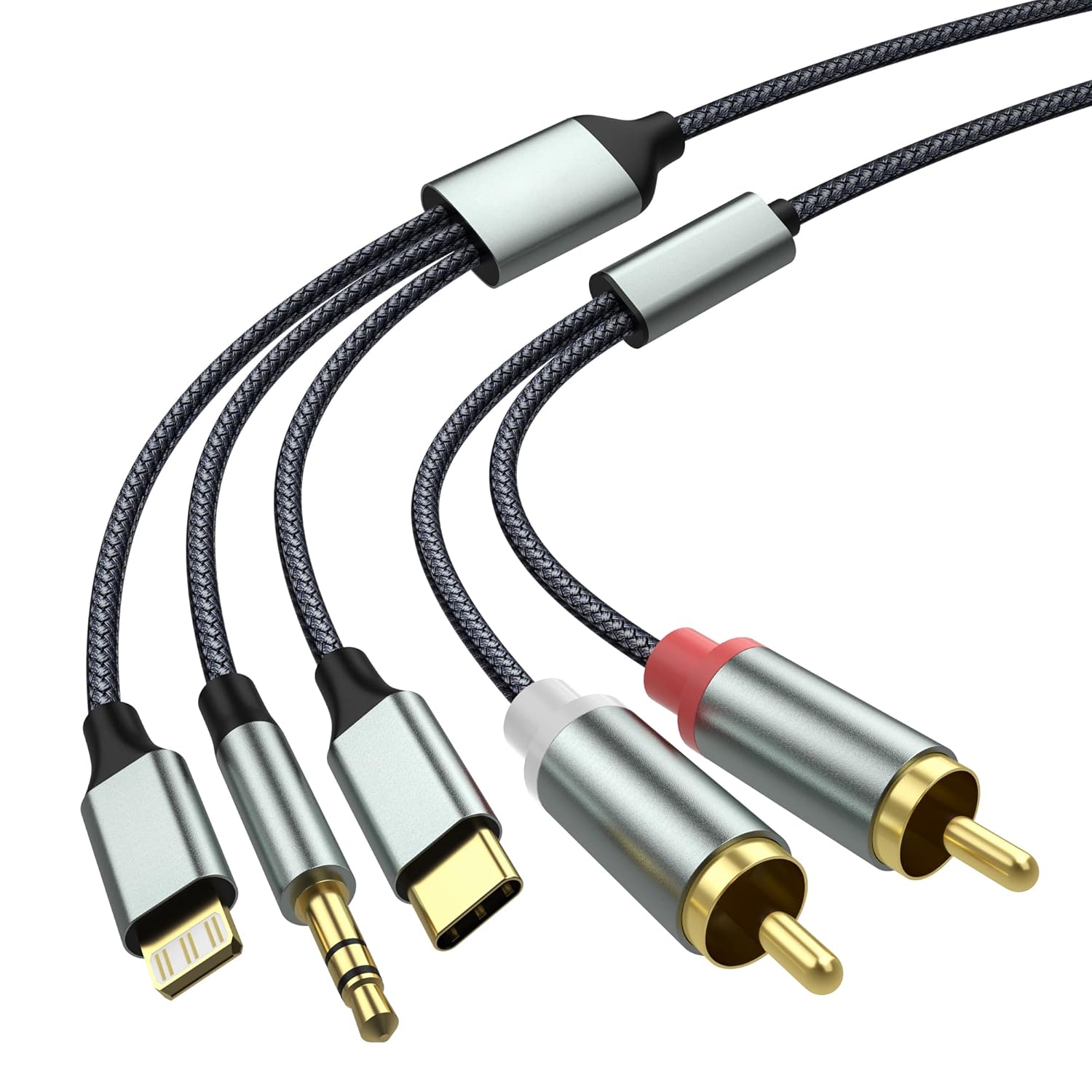 ENJOY-UNIQUE Câble RCA Audio Auxiliaire Lightning Vers 2RCA 2M - Adaptateur IPhone Vers Amplificateur