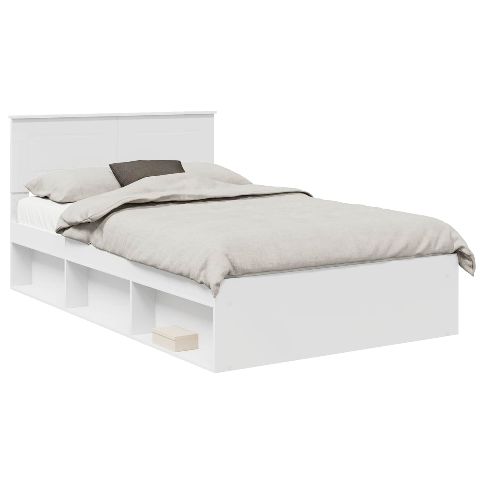 Cadre de lit blanc 120 x 190 cm panneau de bois - 2
