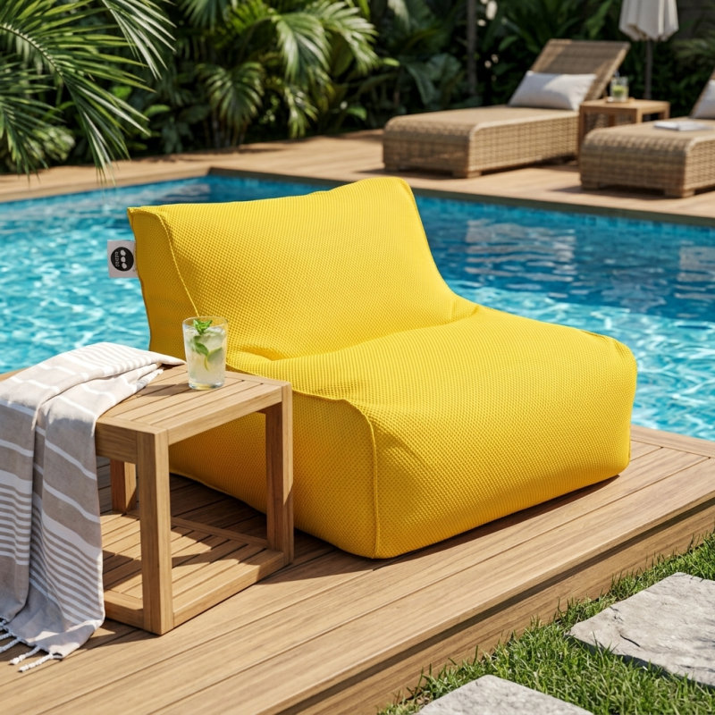 Fauteuil piscine XL flottant 100 x 90 x 70 cm intérieur / extérieur sans polystyrène Jaune (DC10090-8) - 4