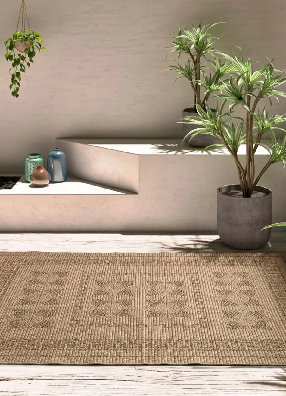 Prostokątny naturalny dywan zewnętrzny 160 x 230 cm ACRA klasyczny efekt juty - ATTICGO