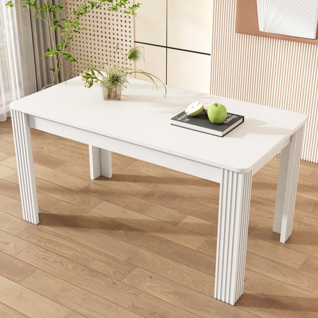 Stół jadalny prostokątny dla 4-6 osób - Płyta wiórowa - 116 x 65 x 75 cm - Biały