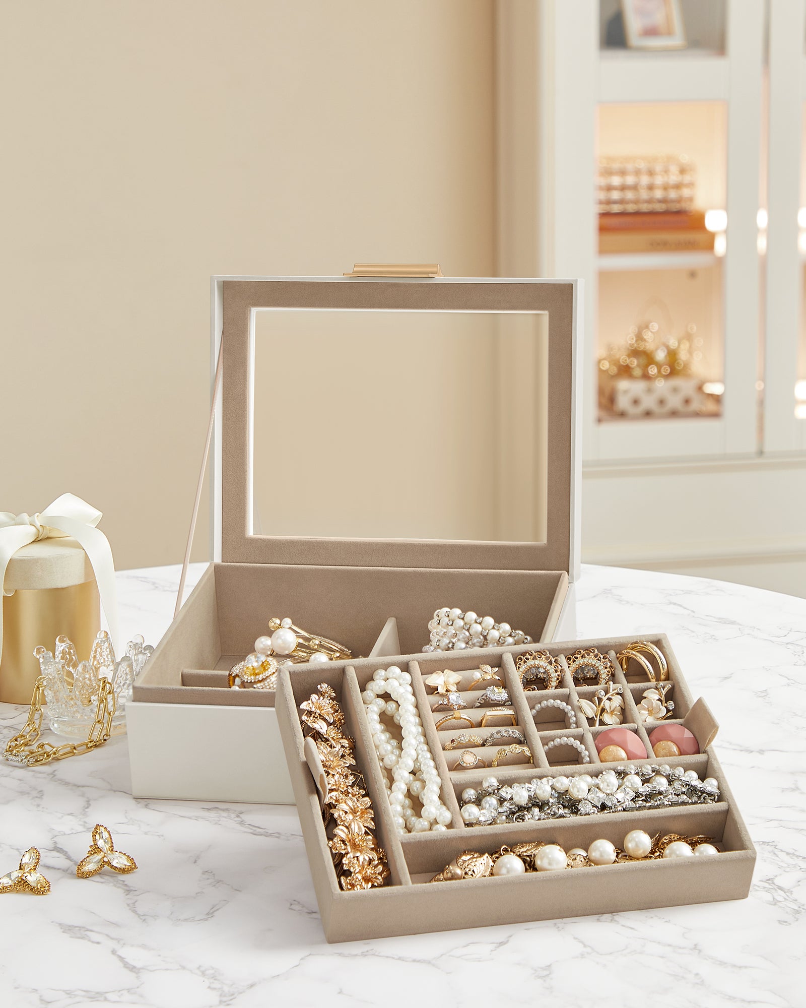 Portagioie In Acrilico Con 5 Cassetti - Trasparente, Fodera Velluto, Per Organizzare Gioielli - Foto 11