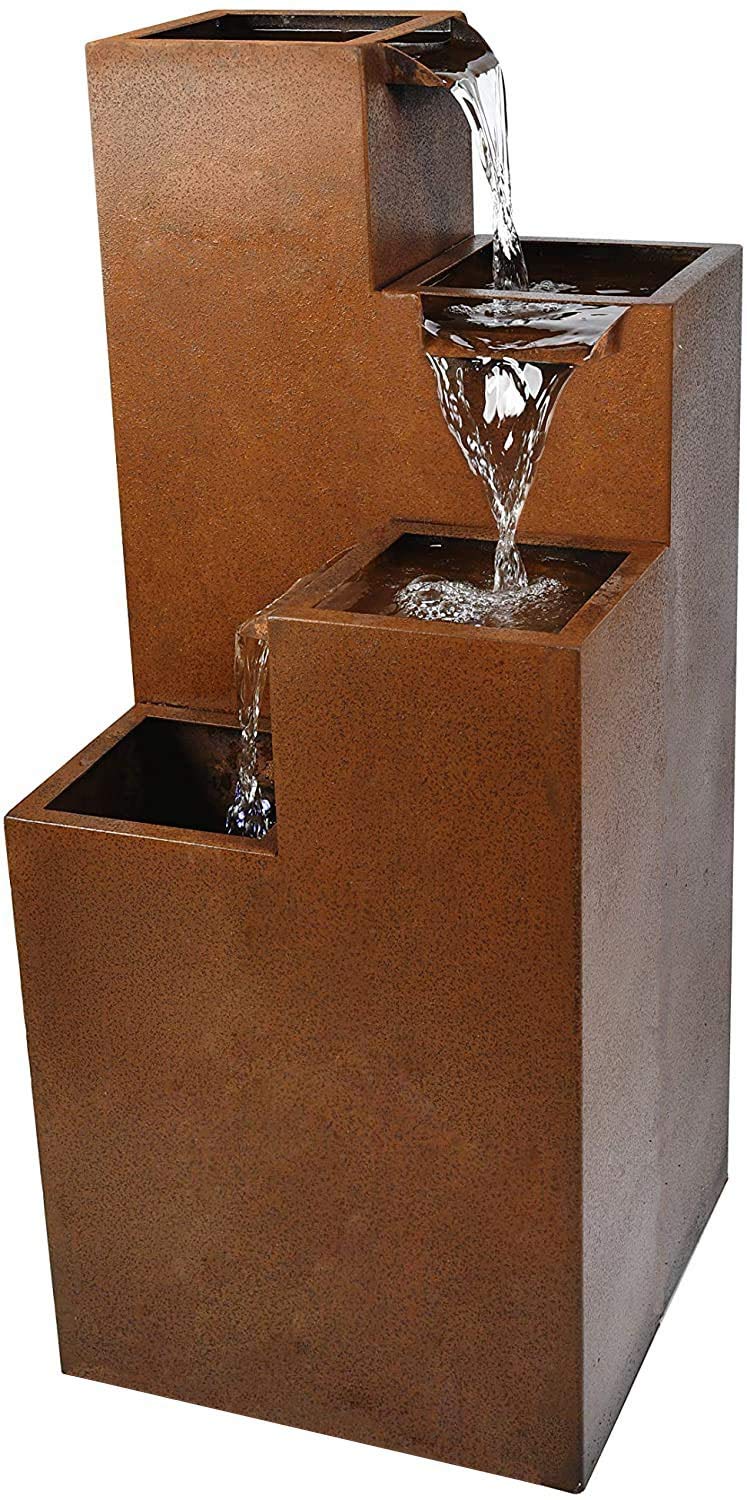 Fontaine Ribero de Köhko en acier Corsten avec éclairage LED Jeux d'eau pour l'extérieur Indoor Fontaine de jardin 32006XL H 90 cm x L 30 cm x P 30 cm - 5