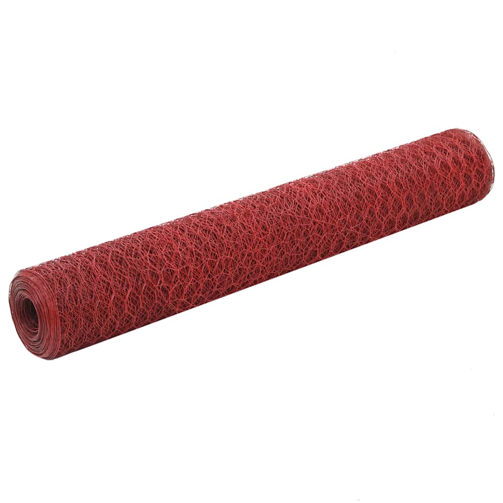 Ogrodzenie z siatki, stal i PVC, 25x1 m, czerwone vidaXL