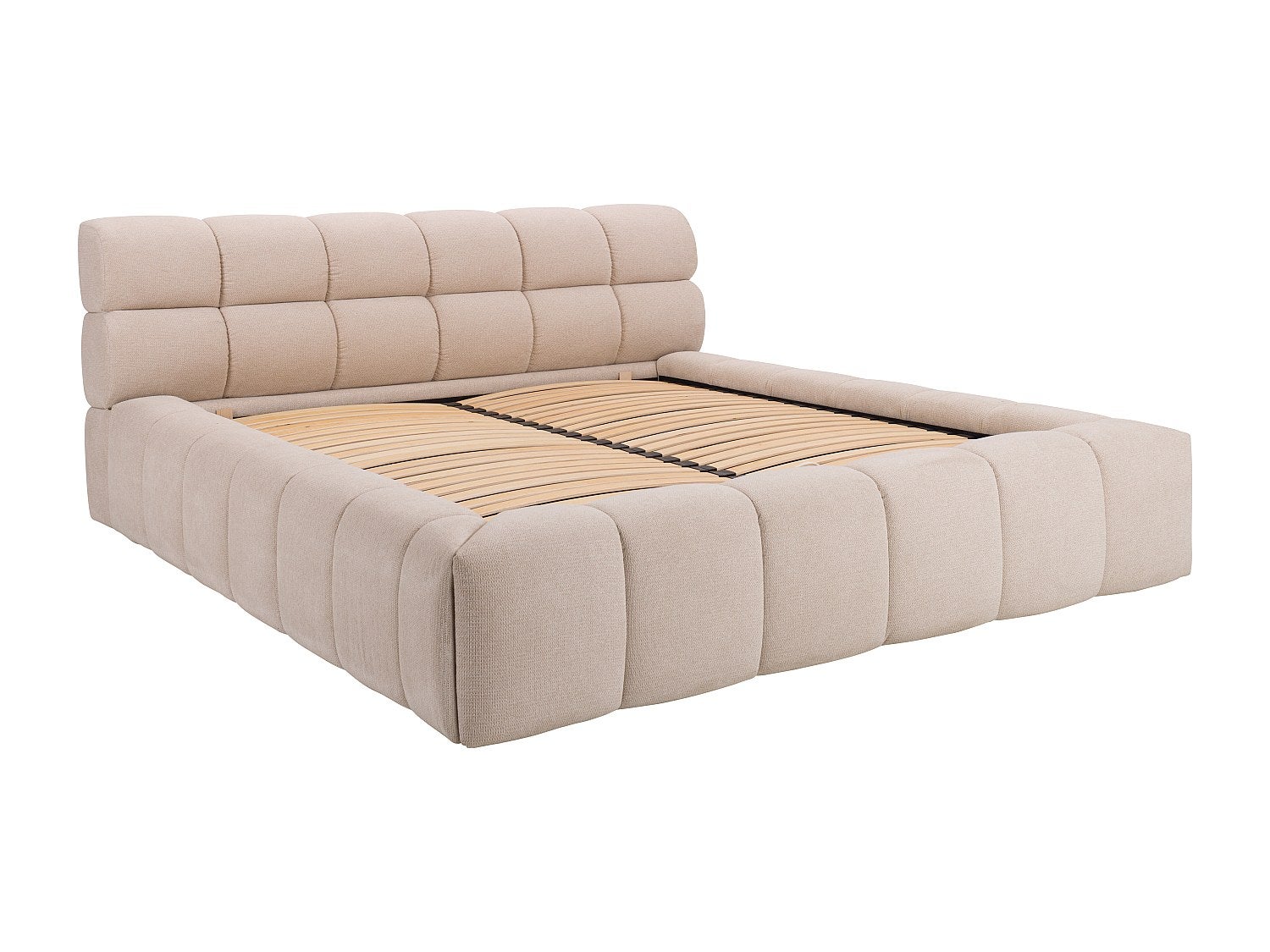 Cama com espaço de arrumação 180x200 cm tecido bege - FORVIK II de Pascal Morabito - 4