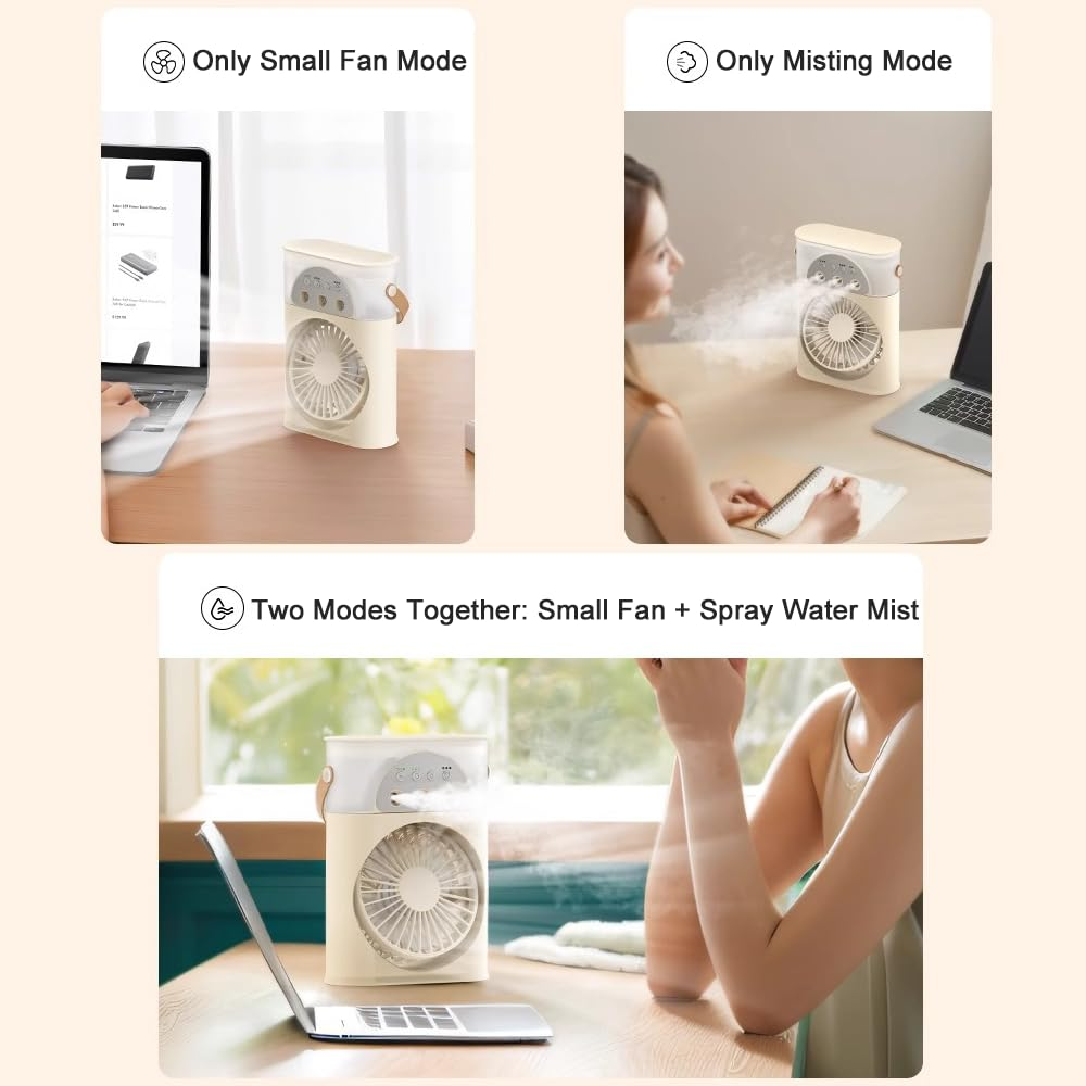 Ventilateur brumisateur portable, ventilateur de refroidissement à eau rechargeable avec réservoir d'eau refroidissement pour la maison les voyages - 2