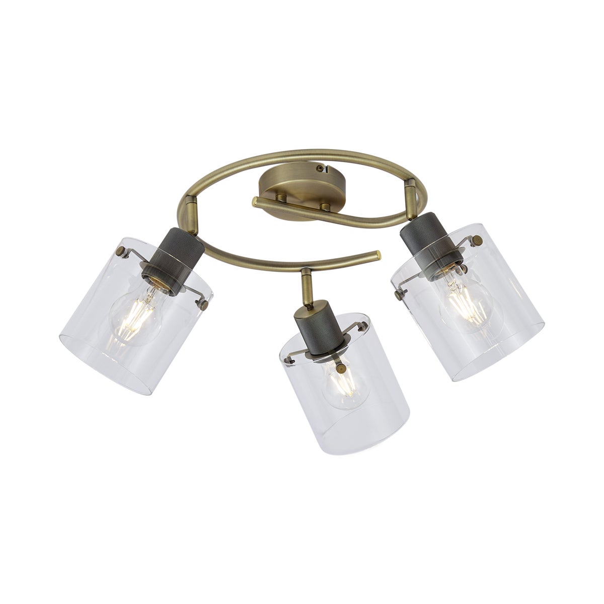 Designerski reflektor sufitowy brązowy z przezroczystym szkłem okrągły 3-punktowy - Domo