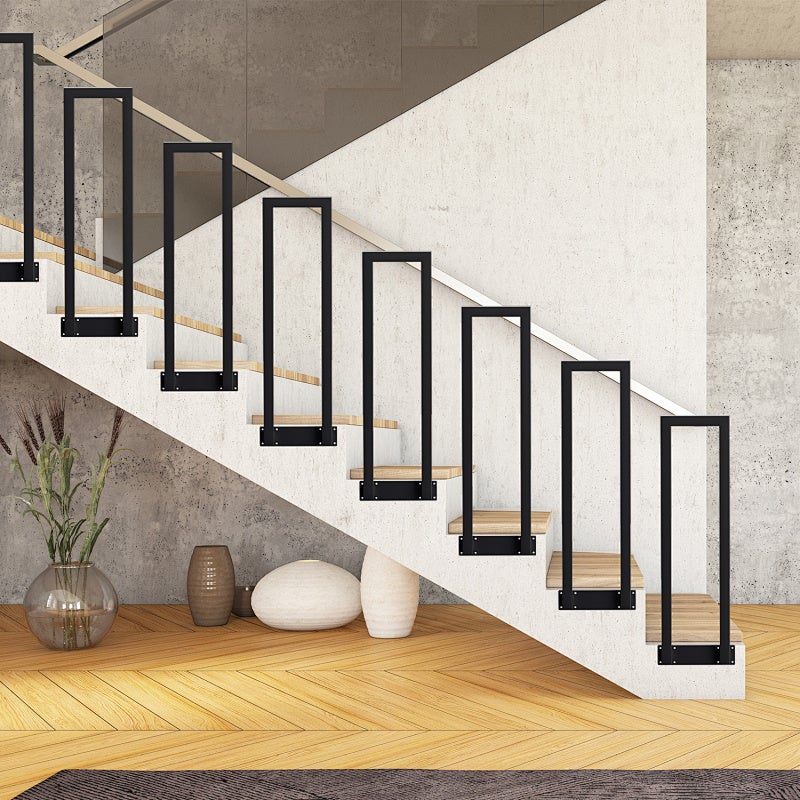 Barandilla de escalera en U de 110 cm, negra, para uso interior Montaje lateral - 6
