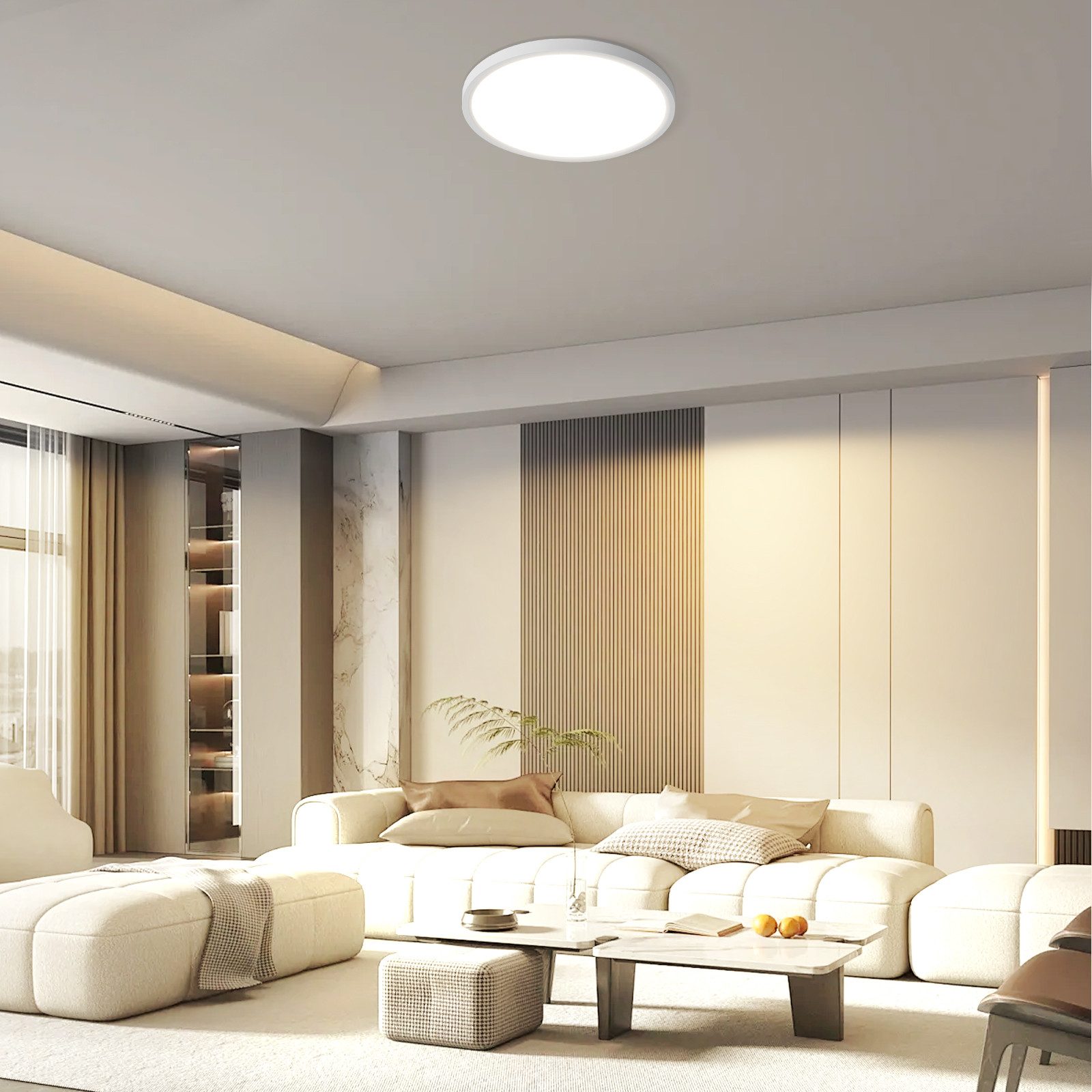 NETTLIFE Lampa sufitowa LED do łazienki, płaska, 24 W, okrągła, biała, do kuchni, nieściemnialna - 9