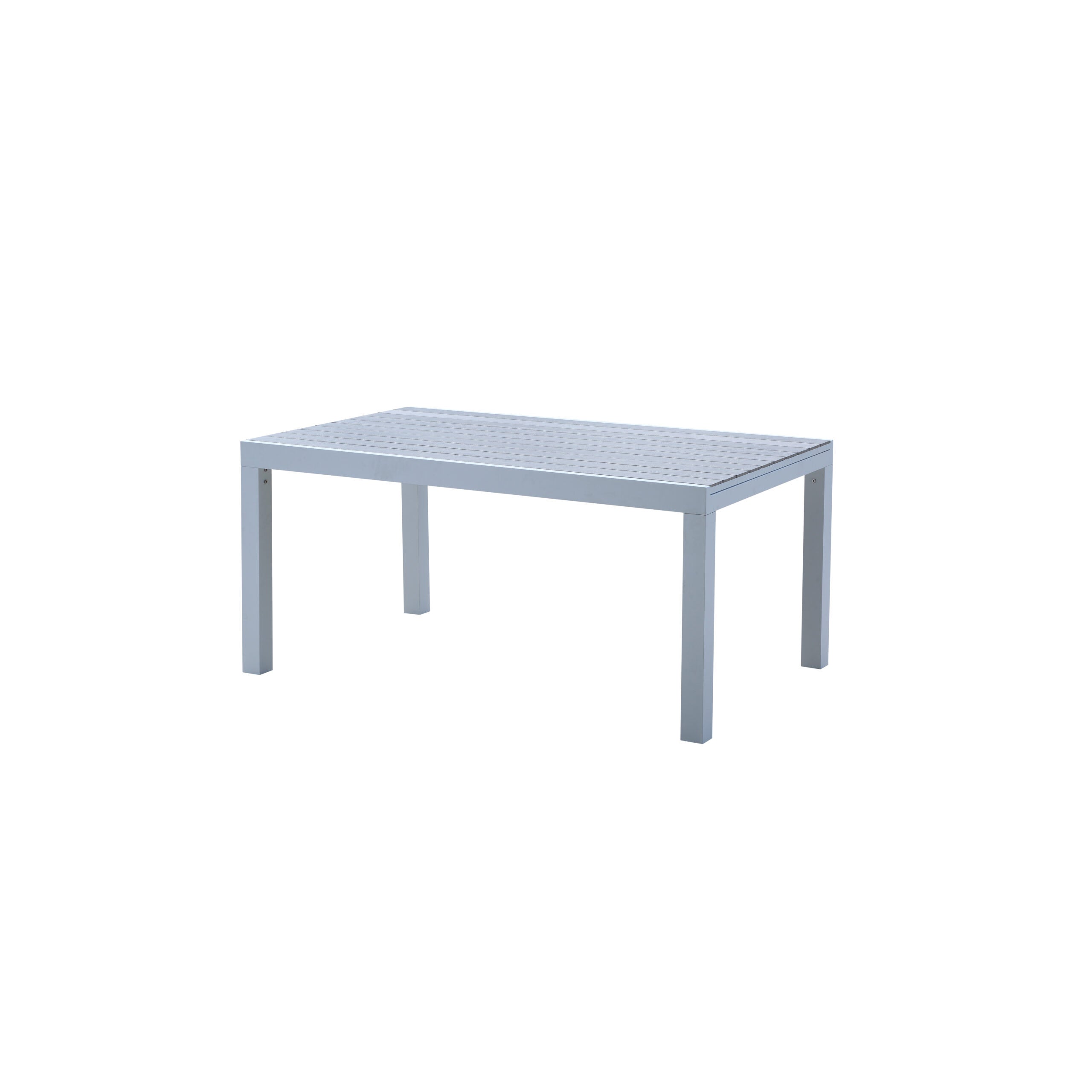 Table Tulum 6/10 personnes structure aluminium blanche, plateau en aluminium décors bois gris - 2