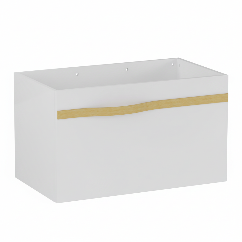 Szafka pod umywalkę VOG 69 cm biały połysk ze złotym uchwytem bez umywalki