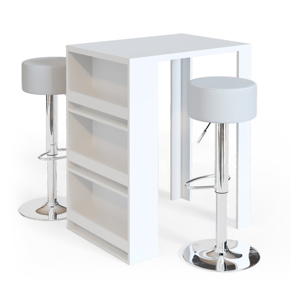 Vicco Zestaw stołu barowego , Biały, 57 x 80 cm z 2 stołkami barowymi