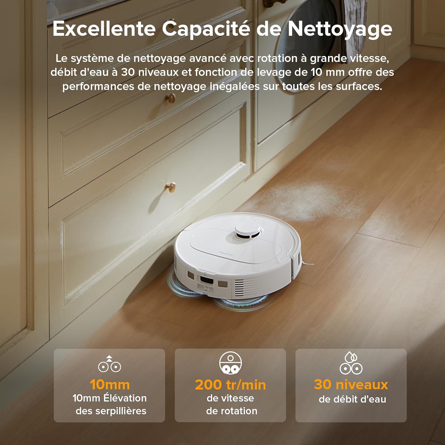 Aspirador robot Roborock QV 35A, HyperForce de 8000 Pa, estação multifunções, elevação de 10 mm, anti-emaranhamento - 4