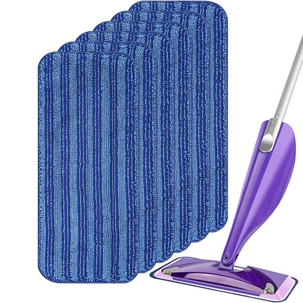 6 sztuk pasujących do Swiffer Wet Jet 12-calowa nakładka do mopa z mikrofibry, głowica zamienna do mopa na mokro i sucho - niebieska