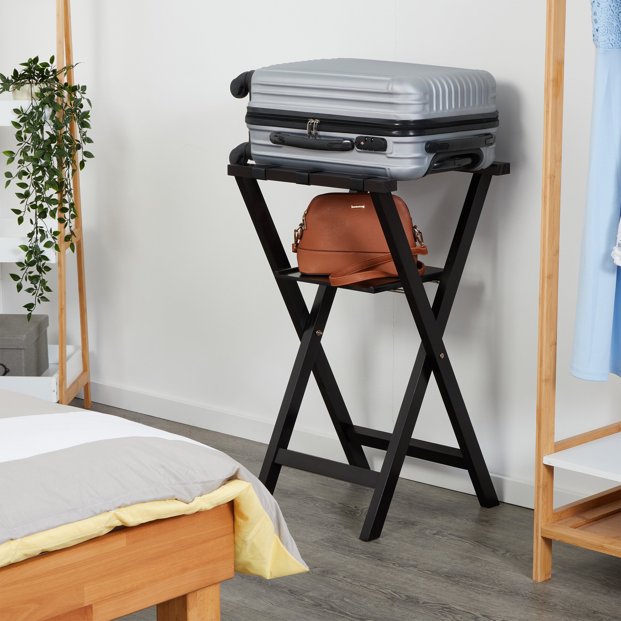 Set 2 Portavaligie In Legno Relaxdays - Pieghevoli, Per Hotel/Casa, 54x66x48 Cm, Portata 30kg - Foto 7