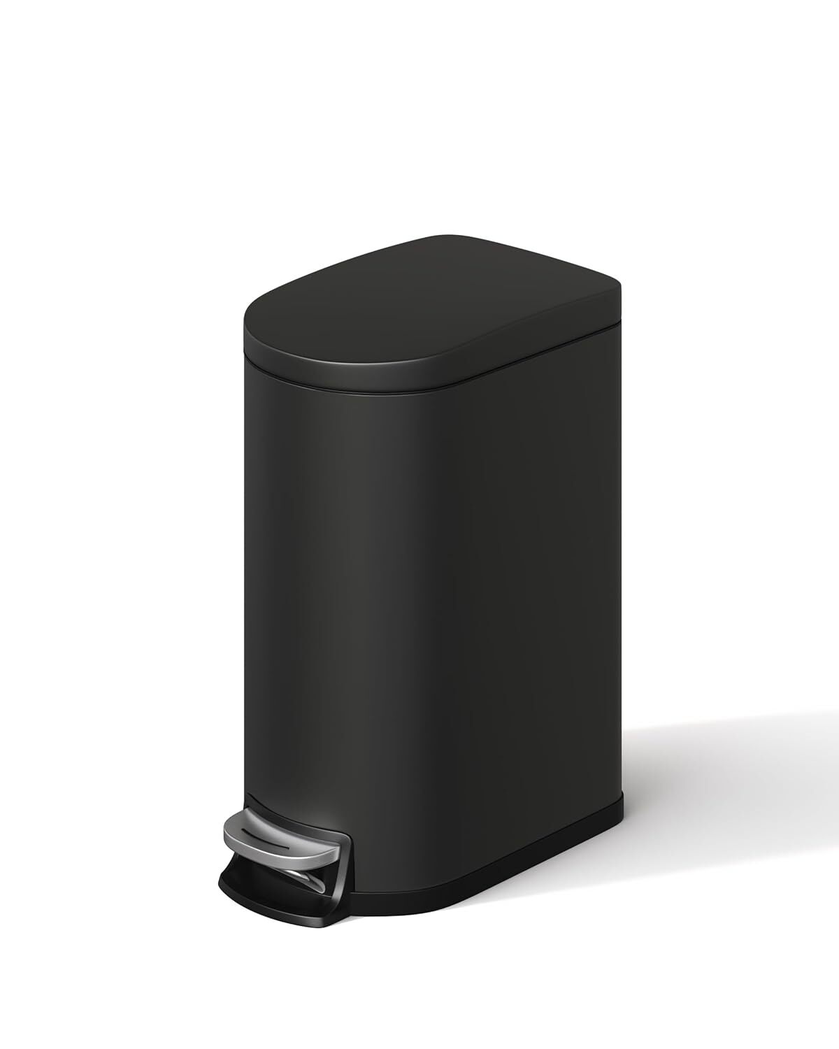Cubo de basura de baño 10 l de acero inoxidable – diseño slim, con pedal, cierre suave, anti-huellas, color negro