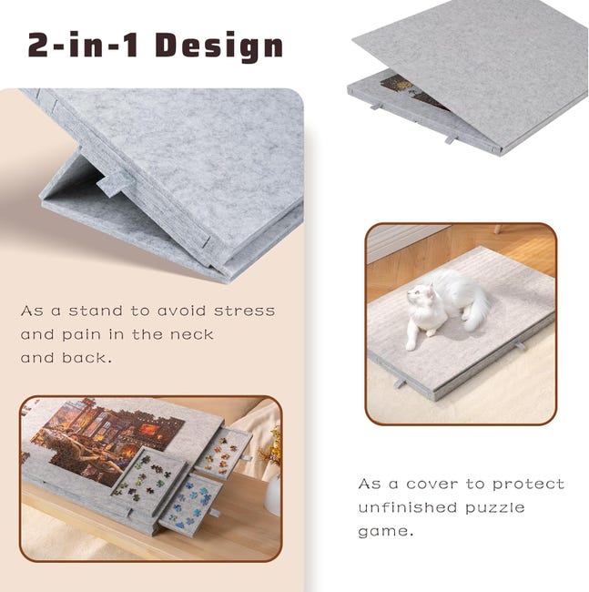 Cadeau Passionné Puzzle Table De Puzzle Nisorpa - Planche Avec 6 Tiroirs 77x52 Cm - Pour Puzzles Jusqu'à 1000 Pièces - Gris Cadeau Passionné Puzzle Table De Puzzle Nisorpa - Planche Avec 6 Tiroirs 77x52 Cm - Pour Puzzles Jusqu'à 1000 Pièces - Gris