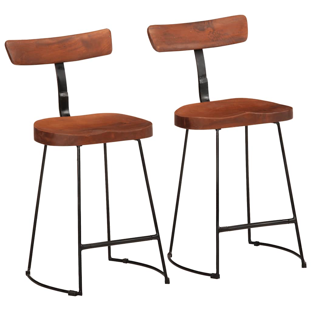 Juego de 2 taburetes de bar, 49x43x79 cm, madera maciza de mango.