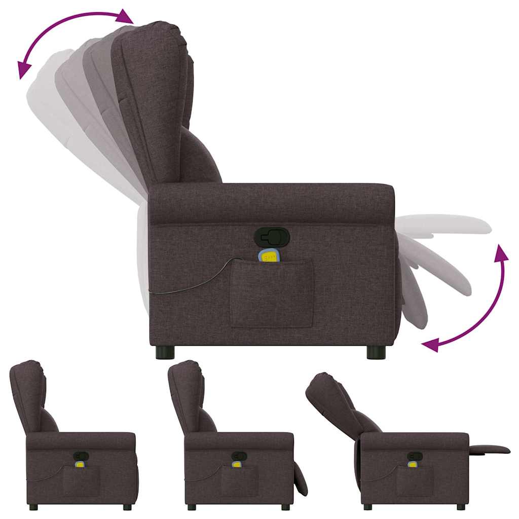 Fauteuil de massage | Fauteuil de relaxation | Chaise de relaxation inclinable Marron foncé Tissu CFW594863 - 6
