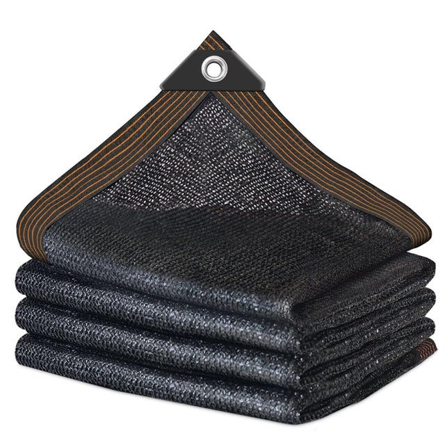 Malla de sombreo con ojales, negra, 4 x 6 m, 70% de sombra, protección solar resistente a los rayos UV, para patio, gallinero, jardín, uso exterior.