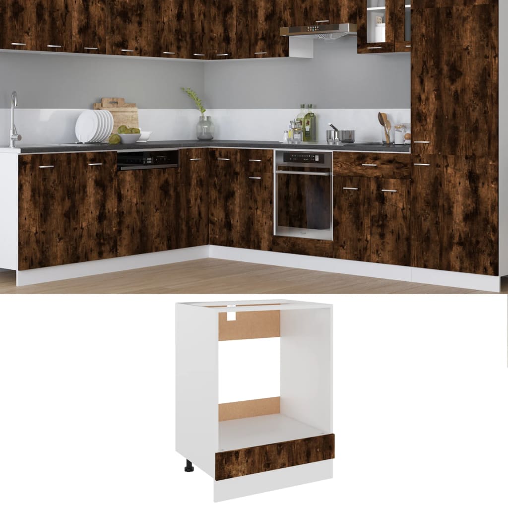 Armoire à Four Lyon Noir 60x46x81,5 Cm - Meuble De Cuisine En Bois D'Ingénierie, Avec Étagère, à Monter - 8
