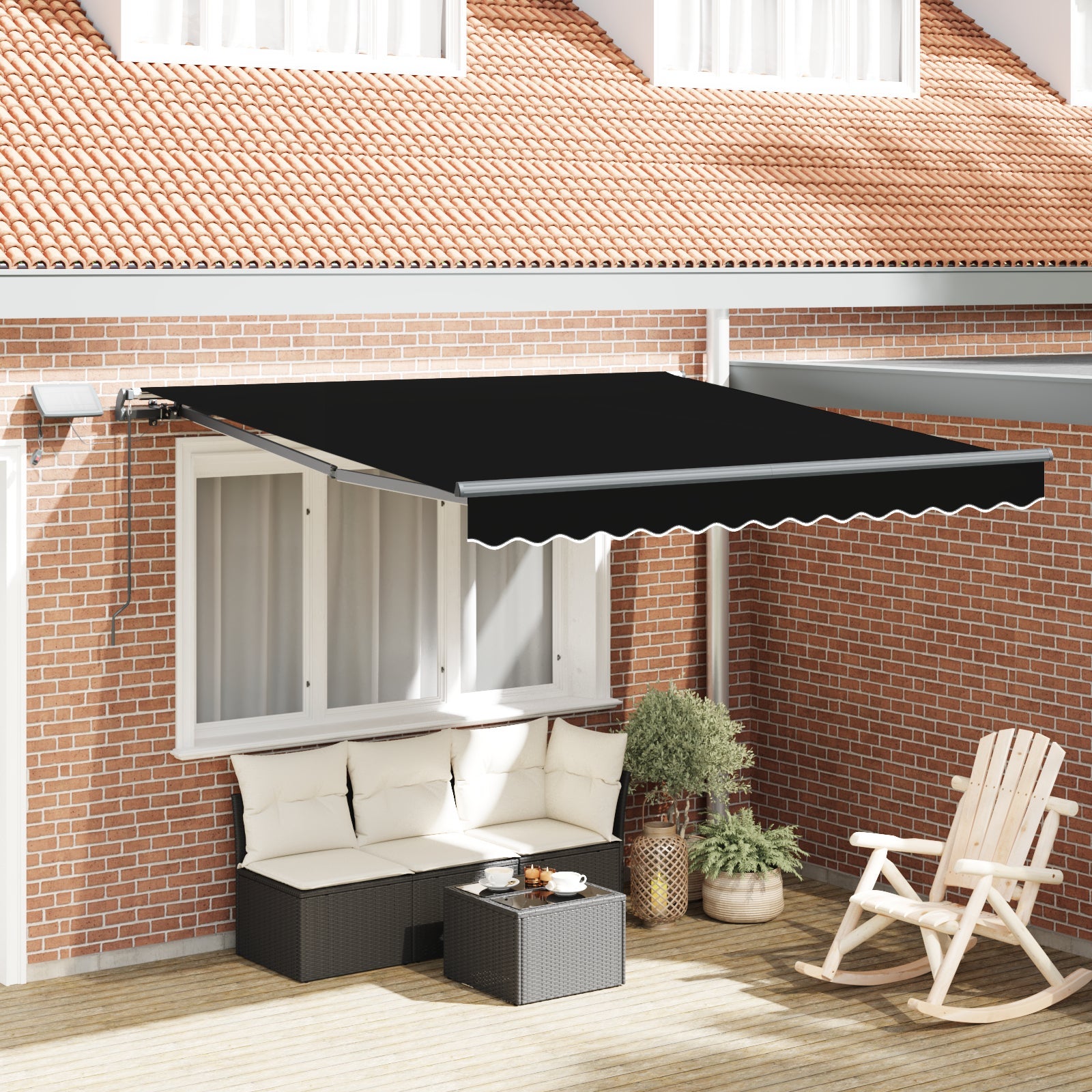 Markiza zwijana Czarny 350 x 250 cm tkanina vidaXL