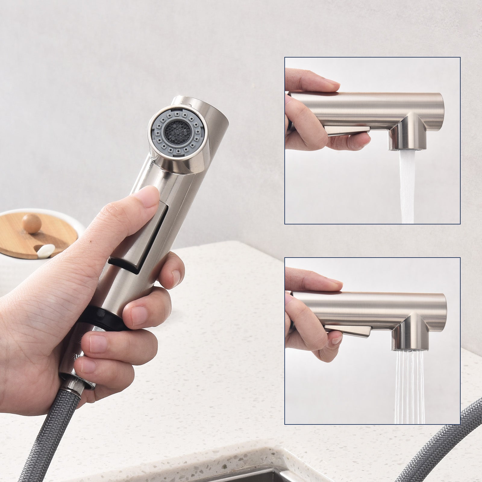 Mitigeur Cuisine avec 2 Modes de Jet Robinet Cuisine avec Douchette Extractible Mitigeur Evier en Inox Brosse Eau Chaude et Froide - 5