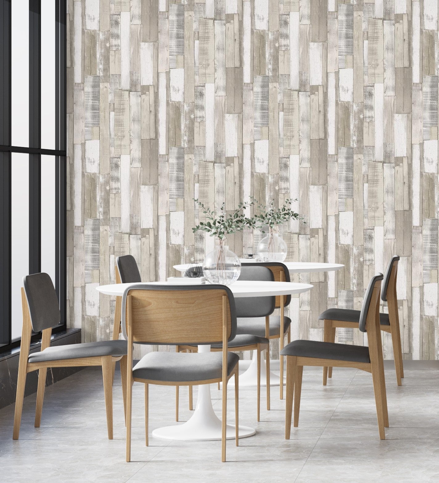 Papier peint planche de bois style nordique texturé beige gris - Suances 6219 de GAULAN - Rouleaux de 10 m x 0,53 m - 8