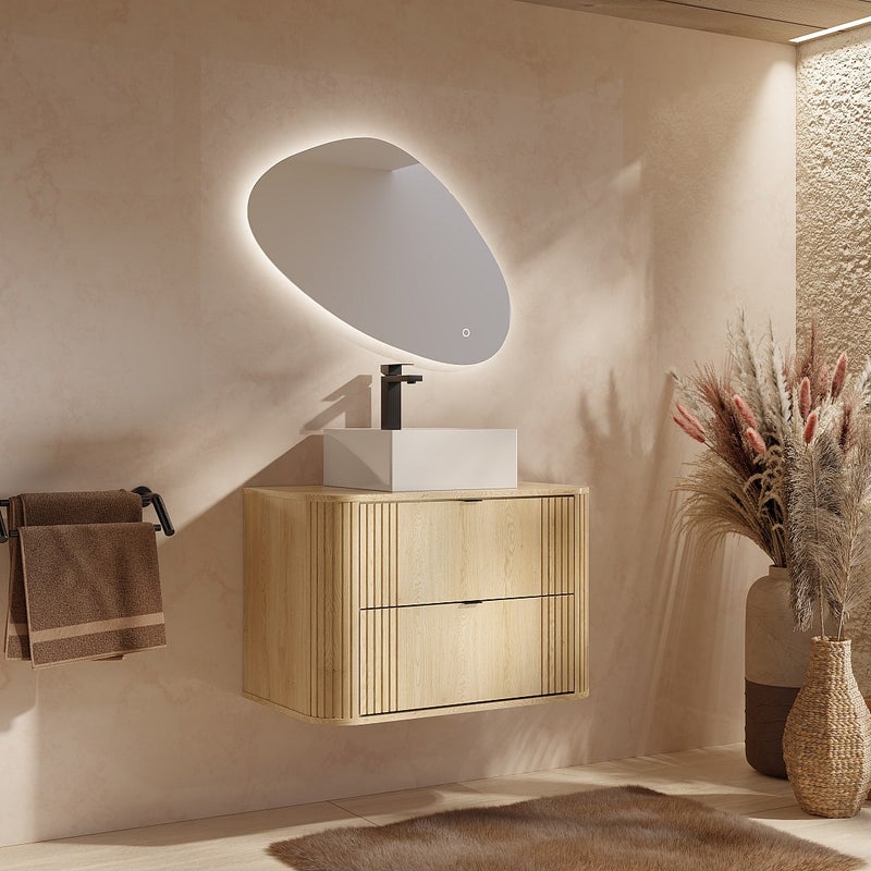 Szafka łazienkowa wisząca pod umywalkę - Kolor jasny naturalny - 80 cm - FILOR