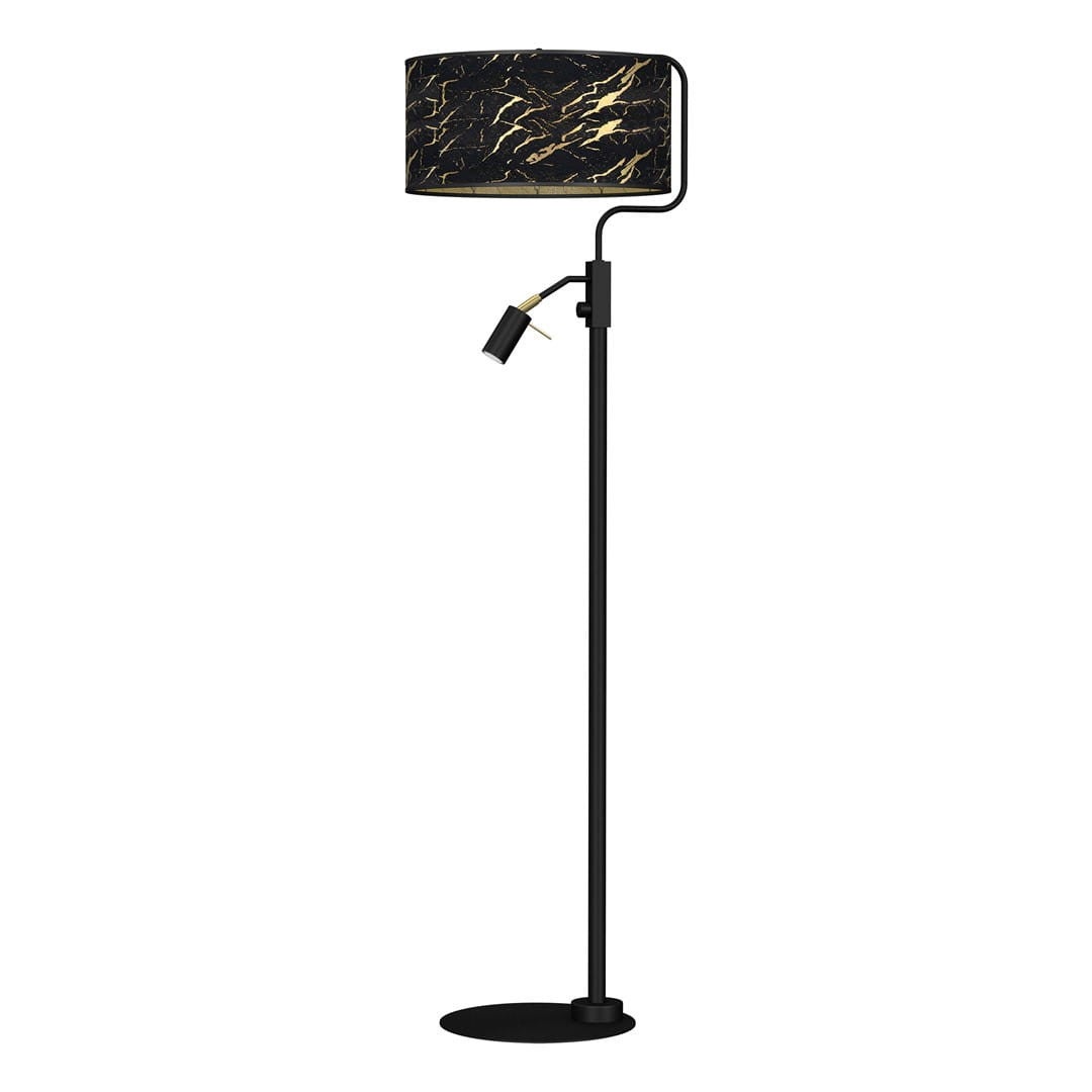 Lampa podłogowa stojąca Senso czarno-złota 1xE27 / GU10x60W wym: 160 x 55 x 55 cm tkanina Milagro