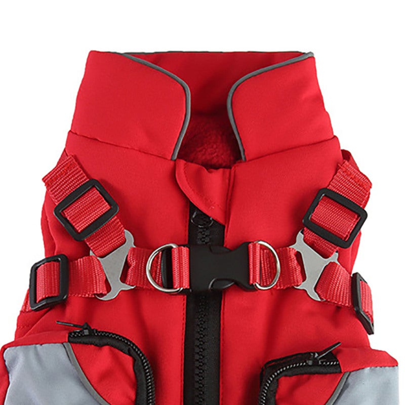 Colete para animais de estimação/roupa para cachorro, jaqueta com zíper, roupa de inverno (vermelho, tamanho GG) - 7