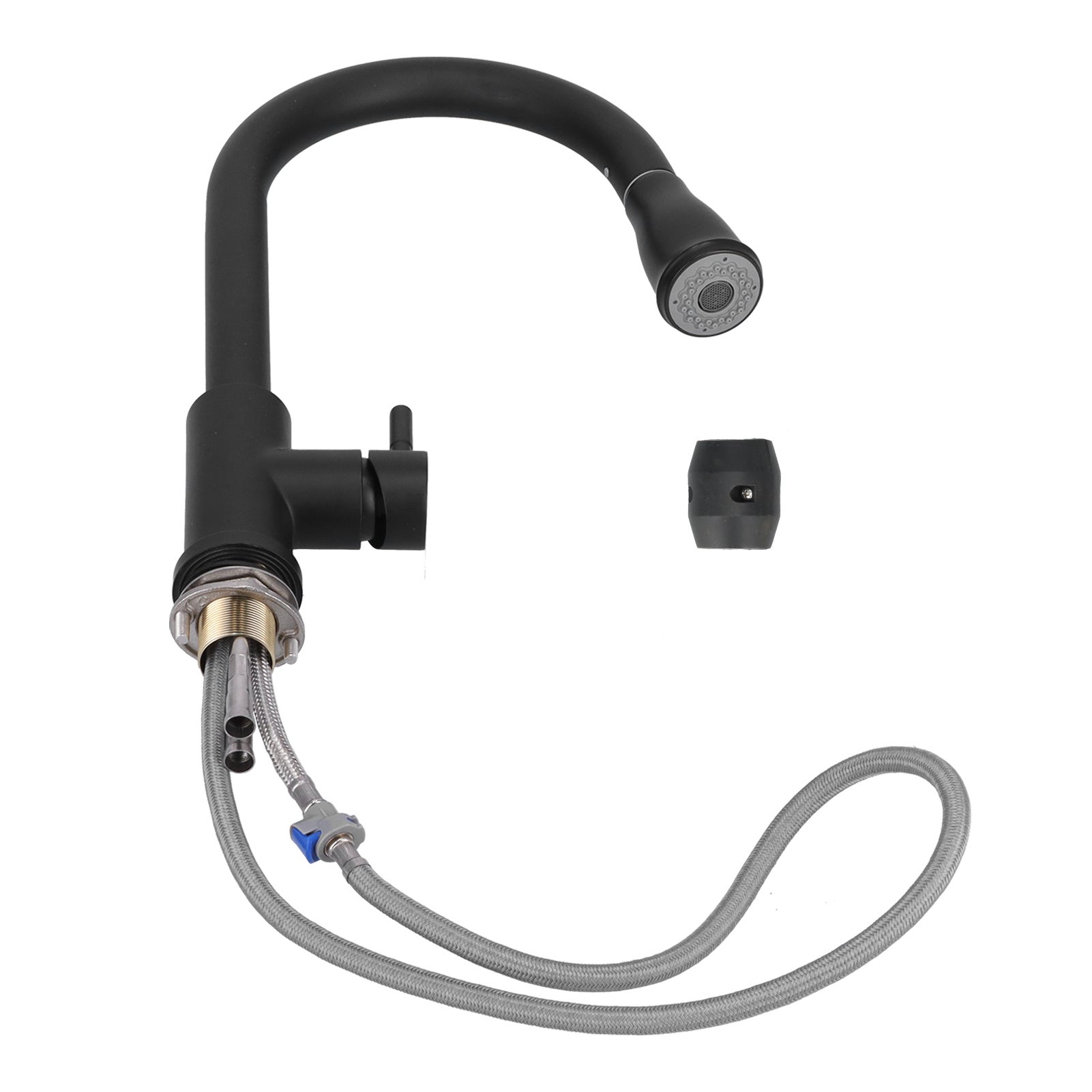 3/8 bateria zlewozmywakowa montowana na wysuwanej ramie obrotowej, z mieszaczem ciepłej i zimnej wody, do domu, kuchni i łazienki, czarna