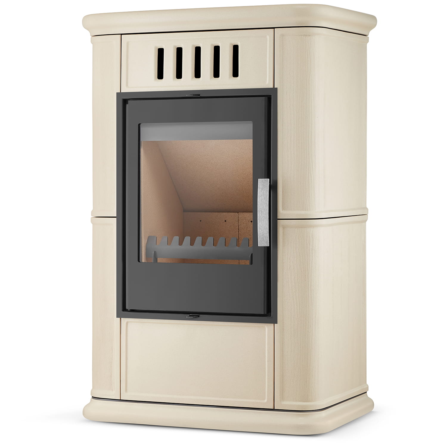 Piec kominek kaflowy piecyk koza wkład kominkowy OLBIA Cappuccino 7,5 kW z dolotem powietrza