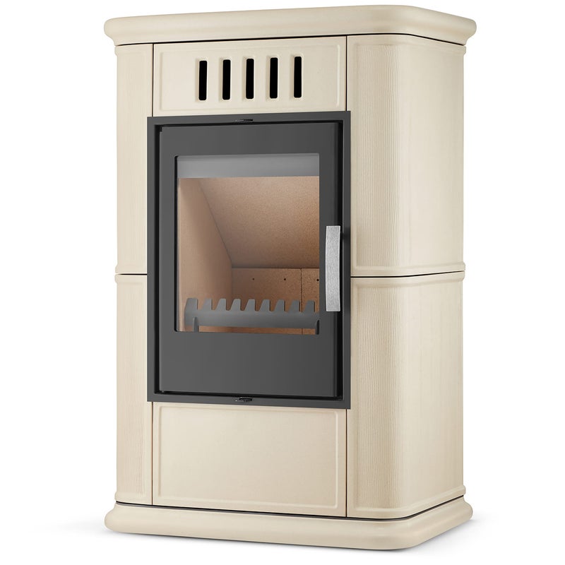 Piec kominek kaflowy piecyk koza wkład kominkowy OLBIA Cappuccino 7,5 kW z dolotem powietrza