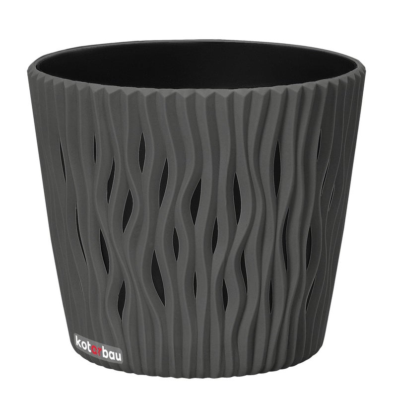 Doniczka donica szara fale osłonka wkład 160x140 - KOTARBAU