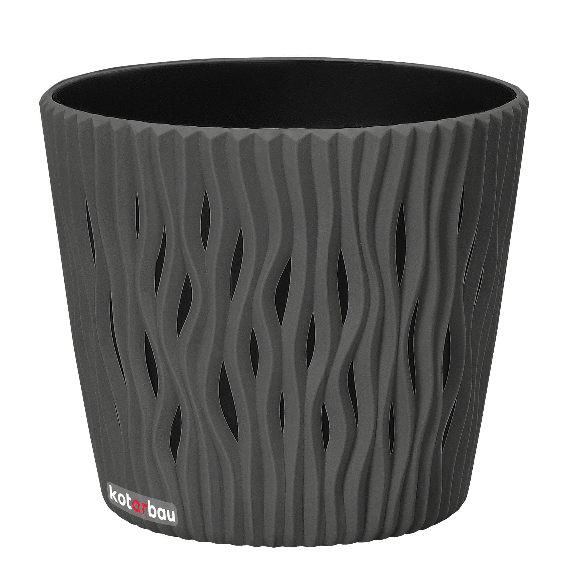 Doniczka donica szara fale osłonka wkład 160x140 - KOTARBAU