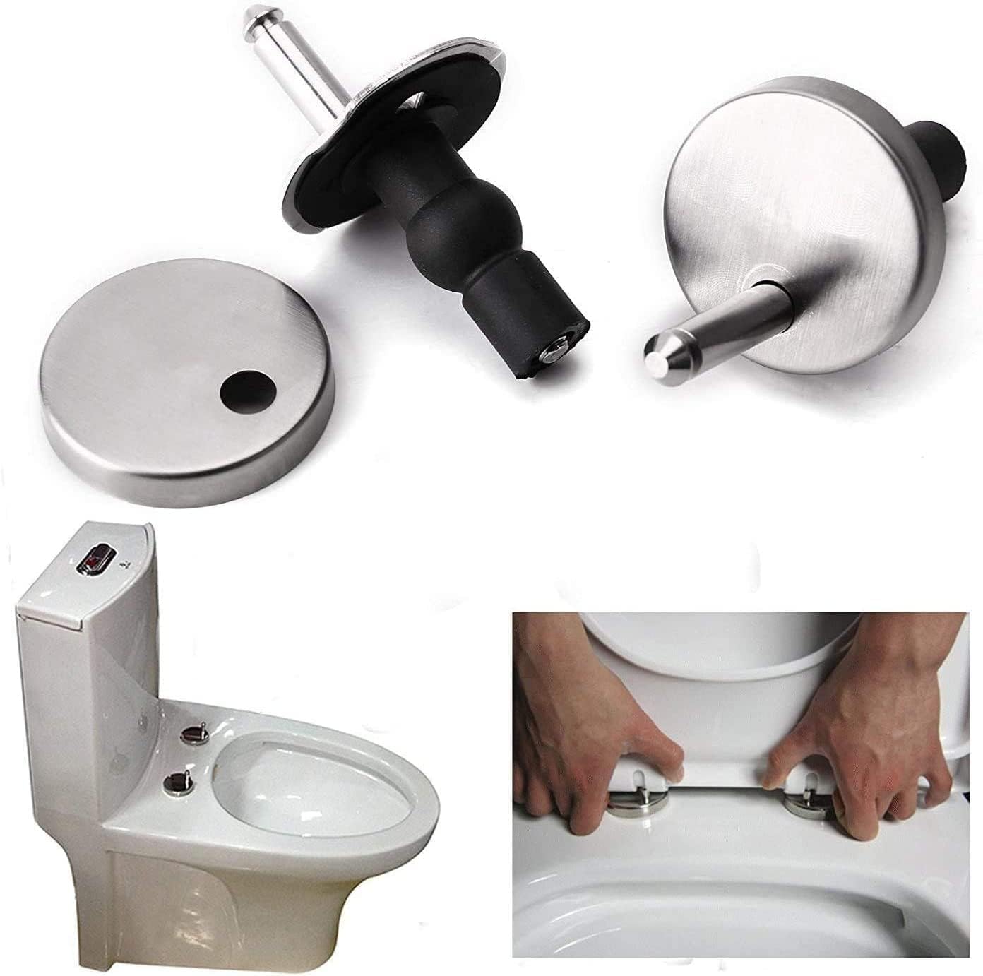 Lot 2 Fixations Universelles Abattant WC - Charnières Robustes pour Couvercle Toilettes, Remplacement Facile et Durable - 5