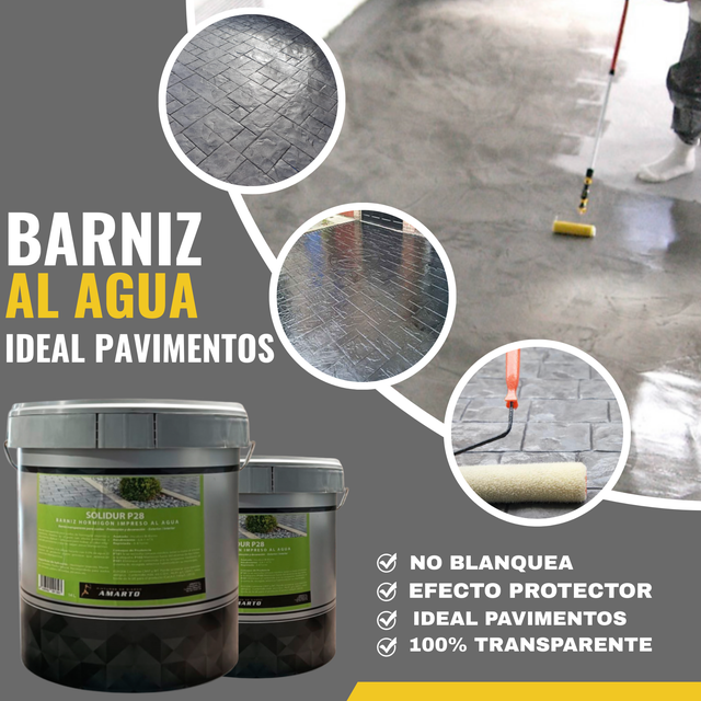[Transparente 4L] Barniz penetrante al agua SOLIDUR para suelos de hormigón impreso, Realza el color original y evita manchas blanquecinas