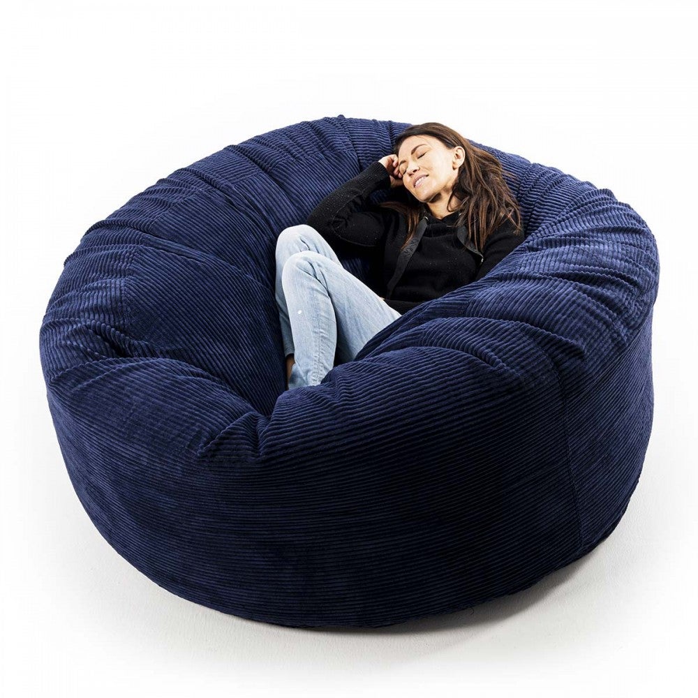 Pouf Géant Rond XXXL En velours ultra doux Bleu Marine, Intérieur pour Salon, Chambre, déhoussable - TiTAN - 2