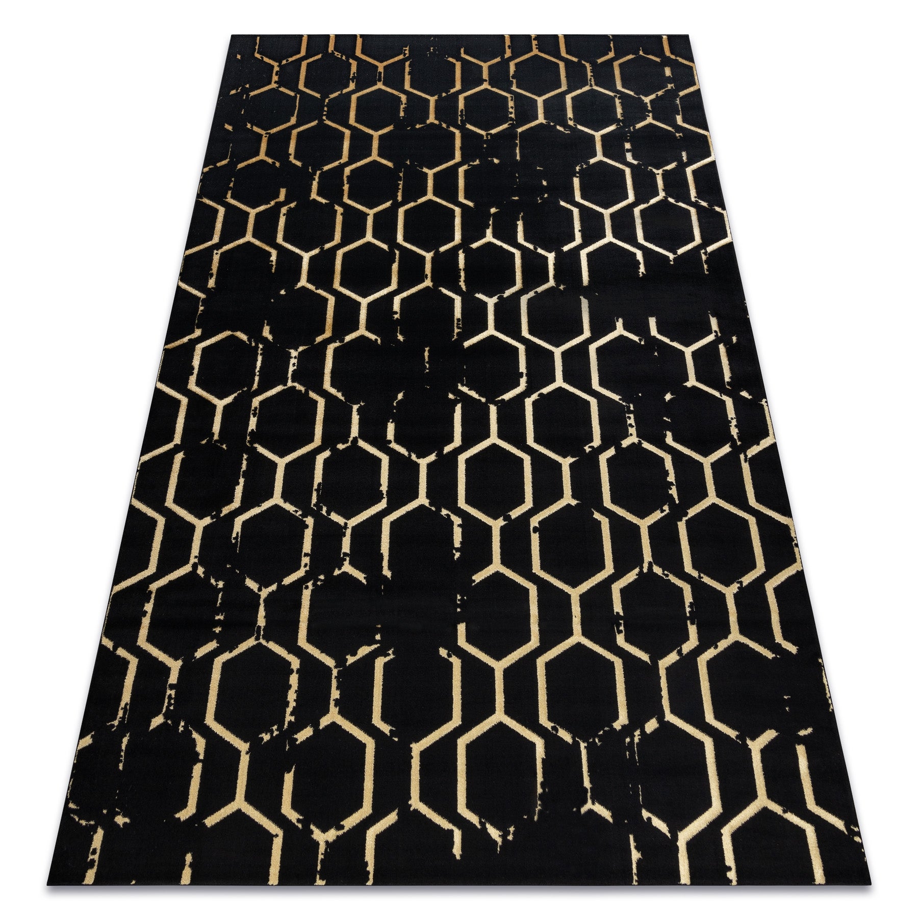 Dywan GLOSS nowoczesny 407C 86 stylowy, glamour, art deco czarny / złoty 200x290 cm