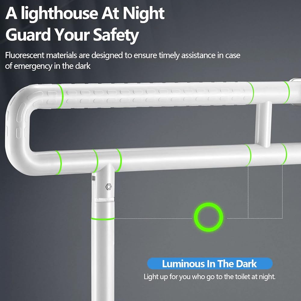 Barra de apoio para banheiro branca de 60 cm, barra de apoio para banheiro de aço inoxidável, alça de suporte - 4