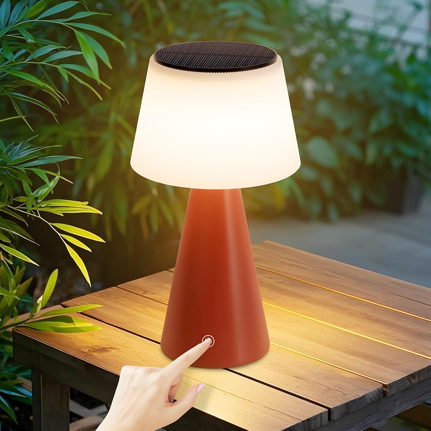 ZMH Lampa stołowa bezprzewodowa LED zasilana baterią słoneczną nowoczesna ściemnialna lampa nocna dotykowa do salonu Ogrodu