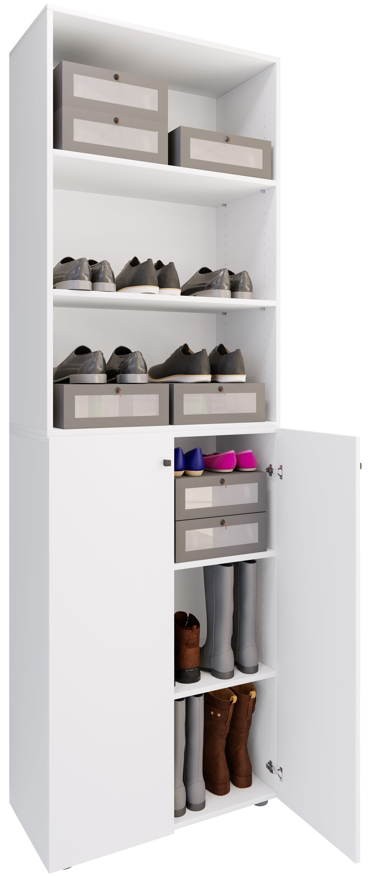 VCM Szafka na buty Lona Biały H. 220 x B. 70 x T. 40cm