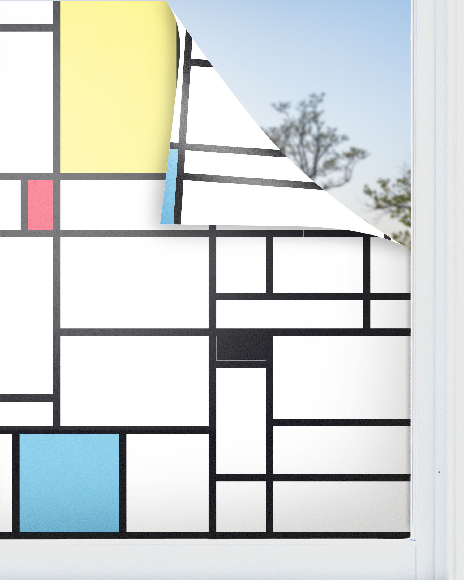 Panorama vinilo para ventanas mondrian 60x100 cm - vinilos adhesivo para cristal - pegatina opaca - vinilo translúcido