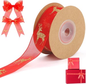 Nastro Di Velluto Rosso Natalizio - 1 Rotolo 4,5 Metri, Larghezza 2,5 Cm, Per Decorazioni DIY, Regali, Albero, Fai-da-Te