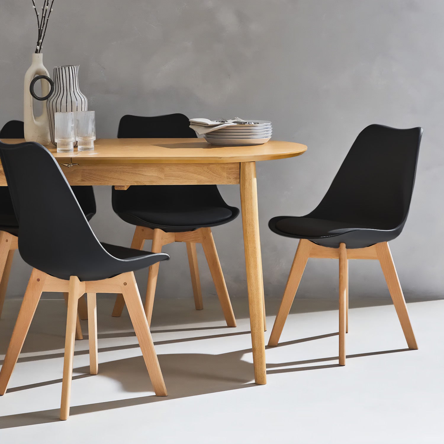 BUYBUY Sedia GENOVA in PP con piedi in legno di faggio e metallo Nera GEN001B - 2