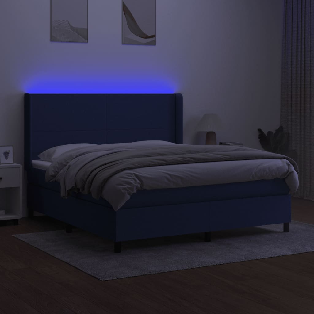 Maison Exclusive - Sommier à lattes de lit matelas LED Bleu 180x200 cm Tissu - 3